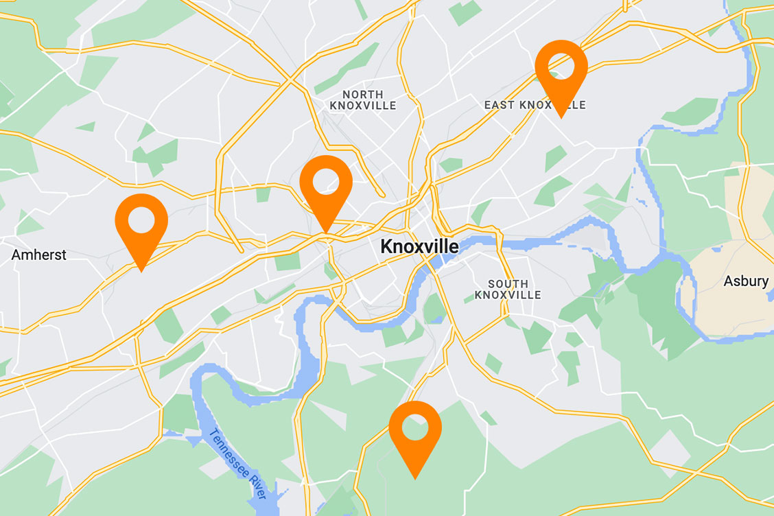 Digital map of Knoxville, TN