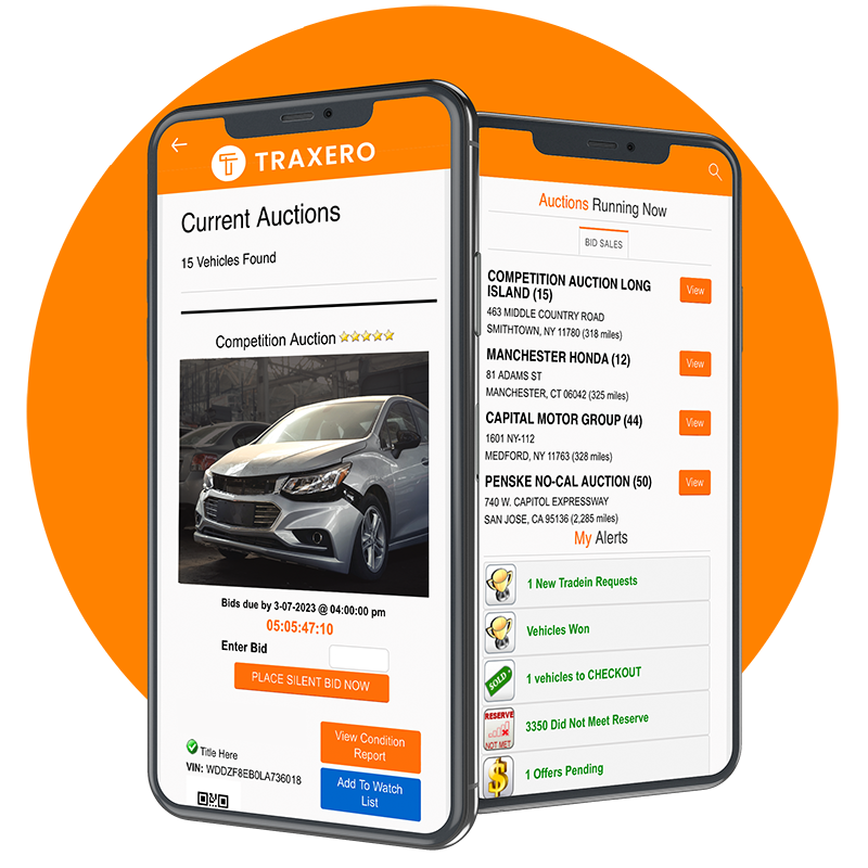 TRAXERO'S impound vehicle auction software on Apple iPhone