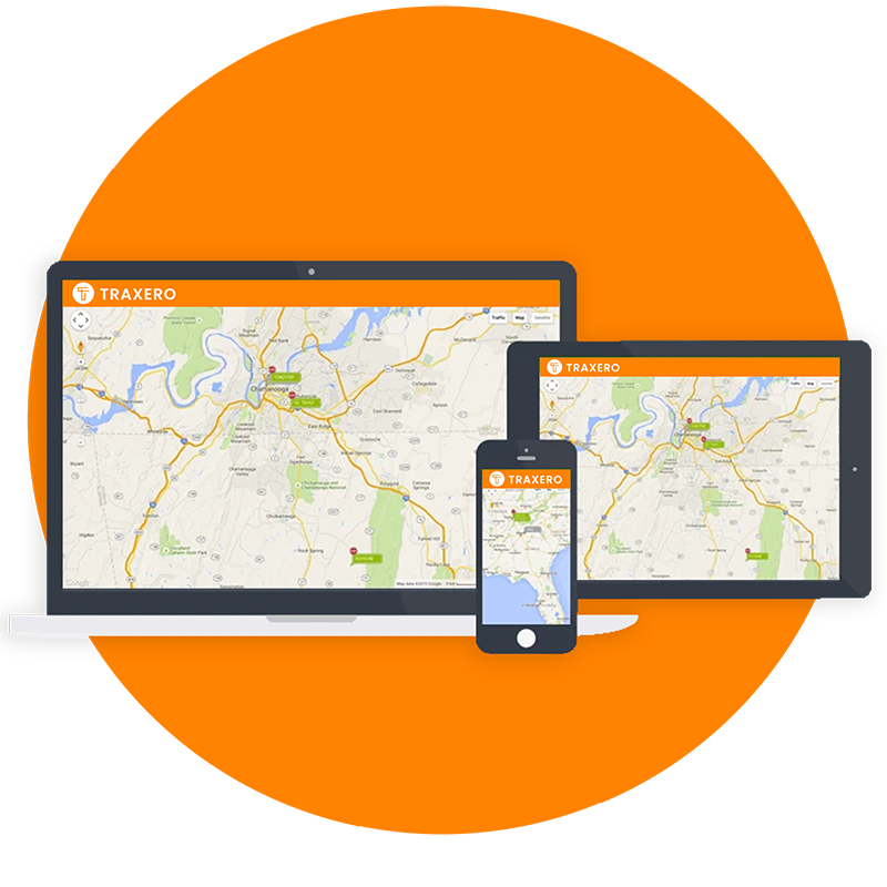 Fleet tracking software screens on multiple devices